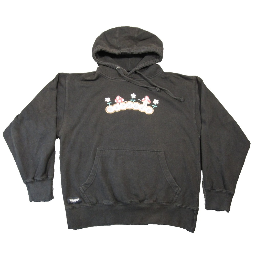 RIPNDIP Hoodie Mens M‎ Black Must Be Nice Spell Out Mushroom Cats Grunge Skater